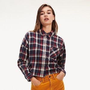 Tommy Hilfiger Cropped Flannel Shirt